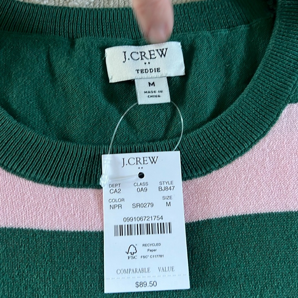 Striped cotton knit crew neck sweater. Never been worn.